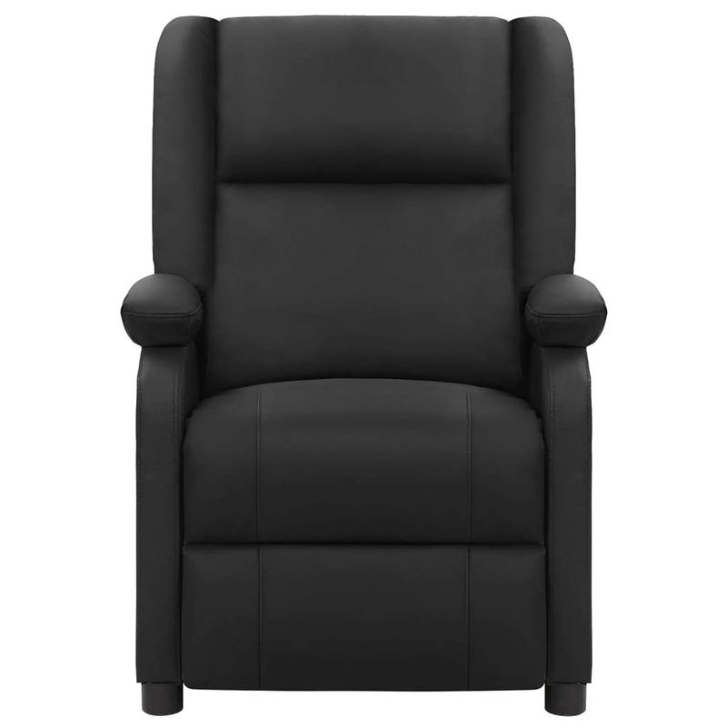 Foto van The living store verstelbare fauteuil - zwart - echt leer - 71 x 90.5 x 96 cm - comfortabel - duurzaam