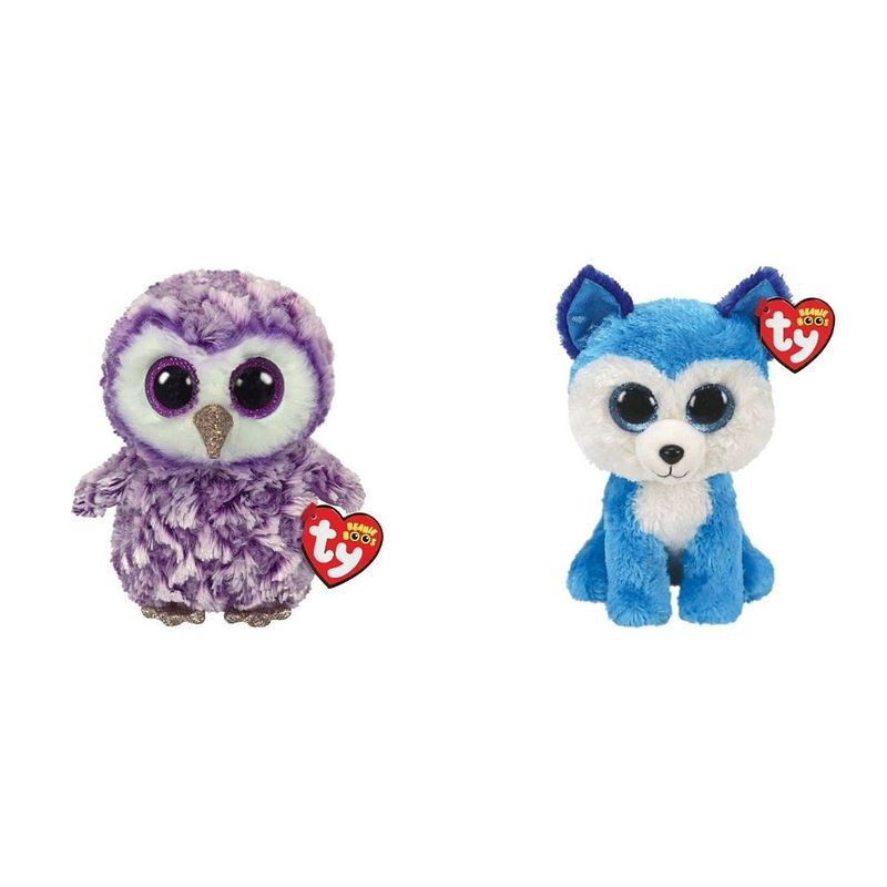 Foto van Ty - knuffel - beanie boo's - moonlight owl & prince husky