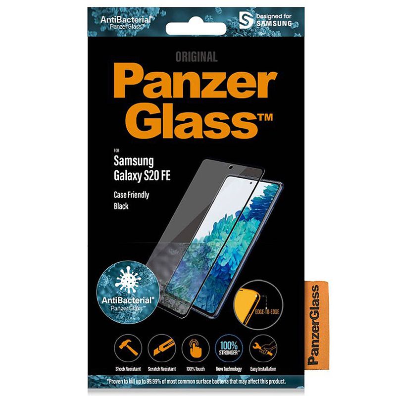 Foto van Panzerglass case friendly samsung galaxy s20 fe screenprotector glas zwart