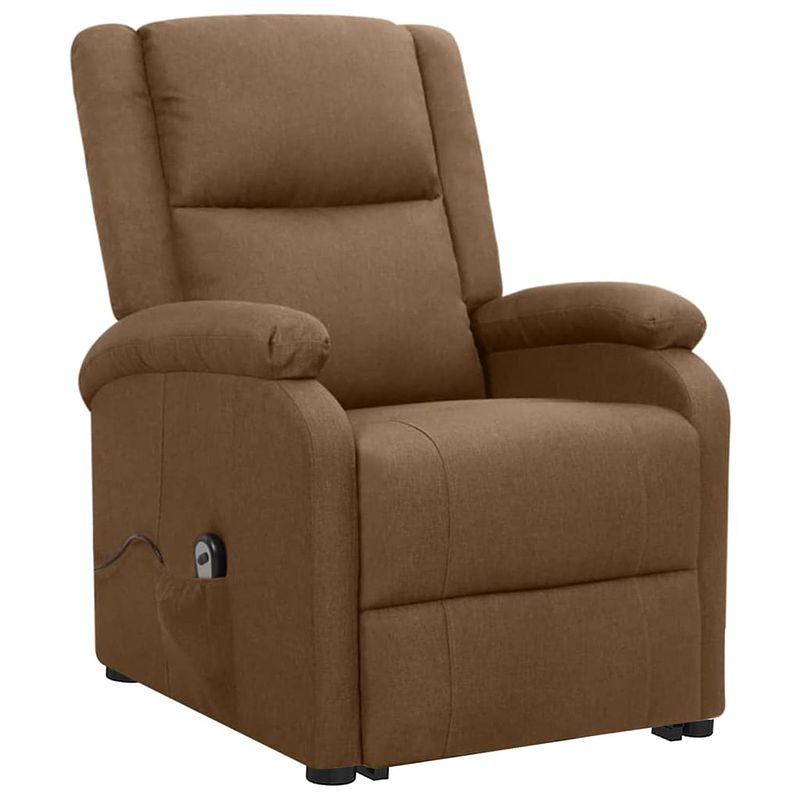 Foto van The living store sta-op-stoel relaxfauteuil - elektronisch verstelbaar - bruin - 70 x 89 x 103.5 cm - 100% polyester en