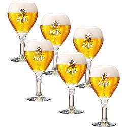 Foto van Leffe bierglazen op voet 33cl set van 6 stuks - bier glas 0,33 l - bolle vorm - 330 ml