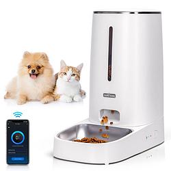 Foto van Nobleza automatische voerbak - voerautomaat voor honden en katten - smartphone besturing - voerdispenser - 4l - wit