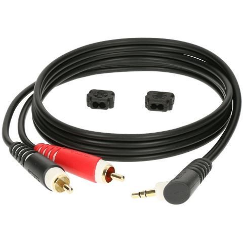 Foto van Klotz ay7a0200 2x rca 2p - 1x mini-jack 3p haaks verloopkabel 2m