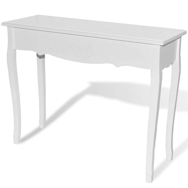 Foto van The living store tafel mdf en grenenhout - 100 x 35 x 78 cm - wit