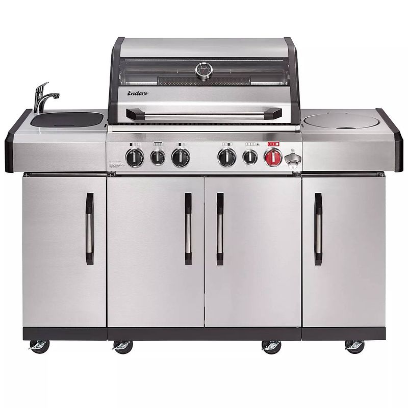 Foto van Enders kansas ii pro 4 sik profi turbo gas barbecue - 85 kg - afmeting 153 ×64×118 cm - 4 hoofdbranders + zijbrander