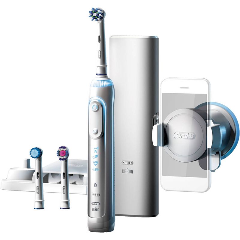 Foto van Oral-b elektrische tandenborstel genius 8000n zilver - 5 poetsstanden