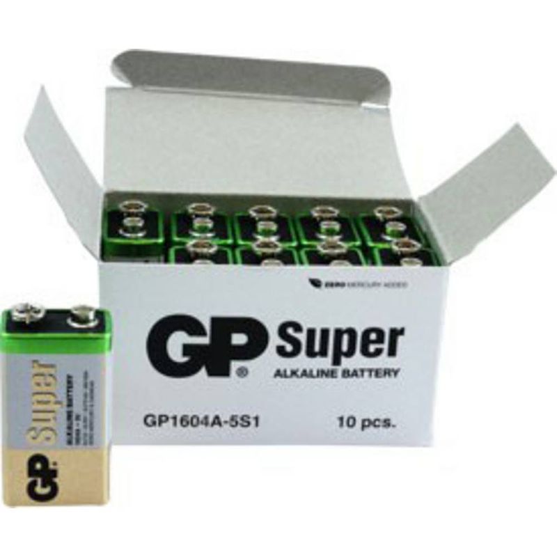Foto van Gp batteries gp1604a / 6lr61 9v batterij (blok) alkaline 9 v 10 stuk(s)