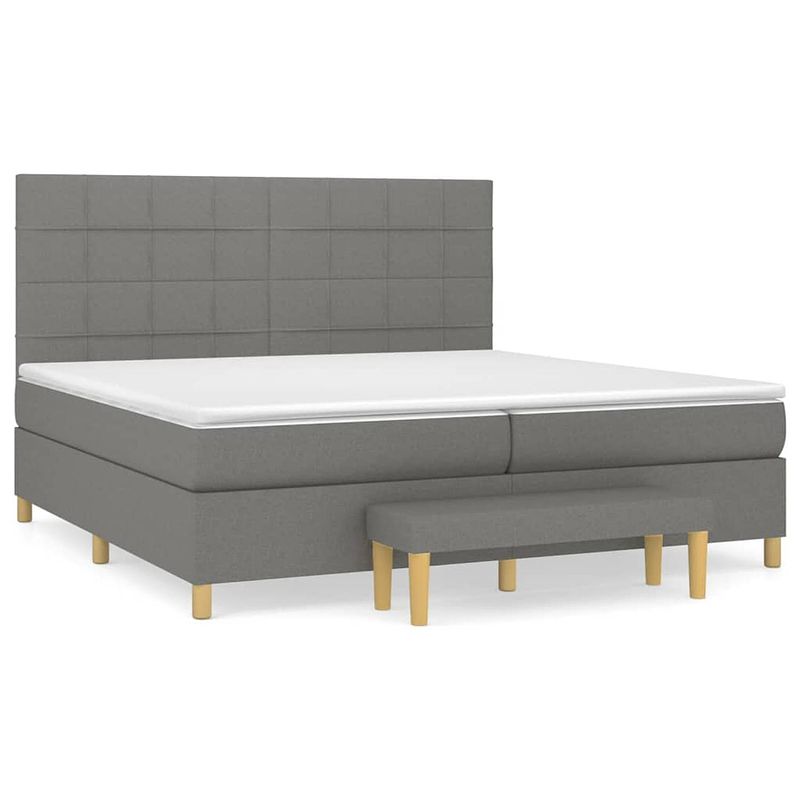 Foto van The living store boxspringbed - donkergrijs - 203x200x118/128 cm - pocketvering matras