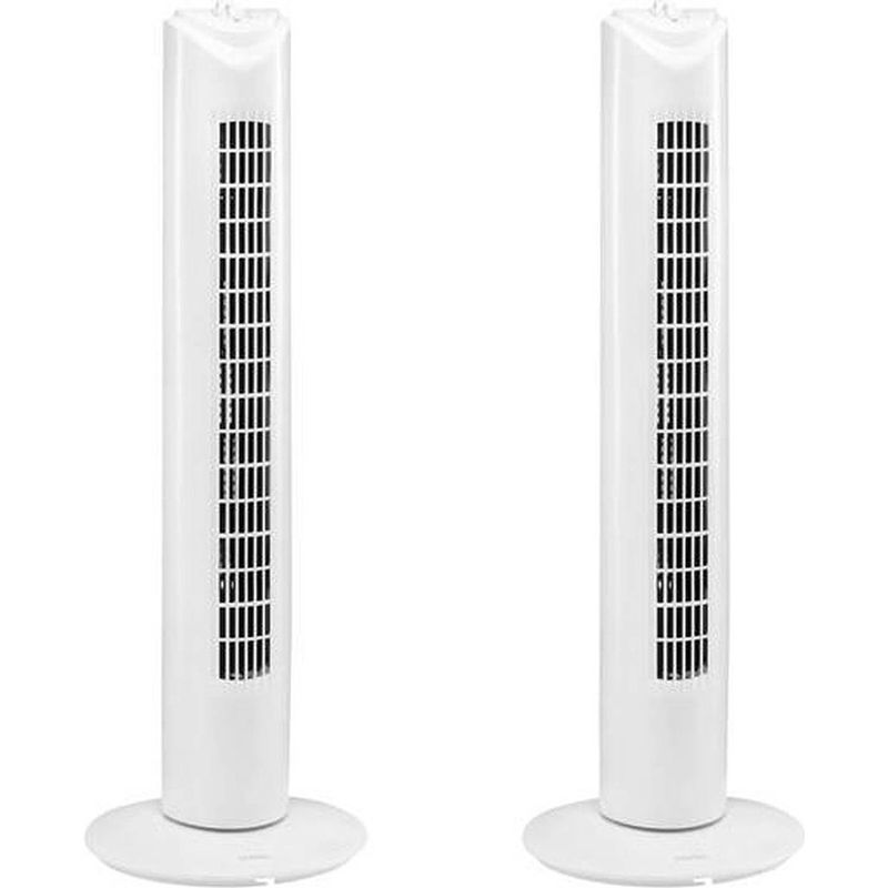 Foto van 2 stuks ventilator - torenventilator - torenventilator ventilator zuil wit - torenventilator kopen