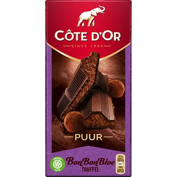 Foto van Cote d'sor bonbonbloc chocoladereep truffel puur 190g bij jumbo