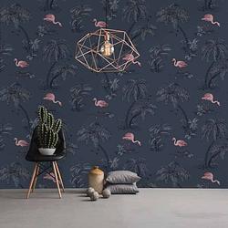 Foto van Dutch wallcoverings behang flamingo petrolblauw