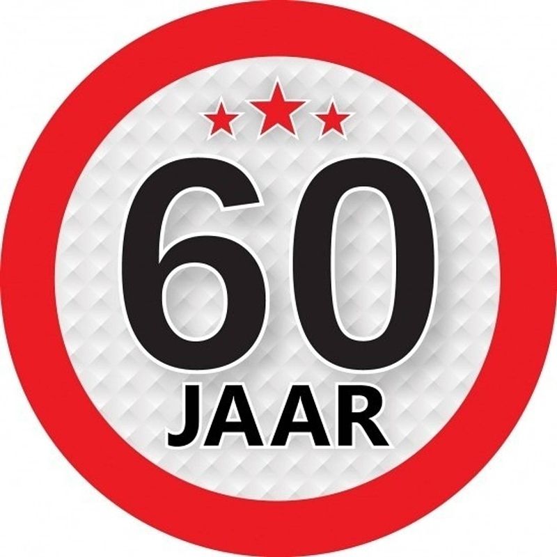 Foto van 10x 60 jaar leeftijd stickers rond 9 cm verjaardag versiering - feeststickers