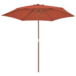 Foto van The living store parasol elegante houten - terracotta - 270 x 244 cm