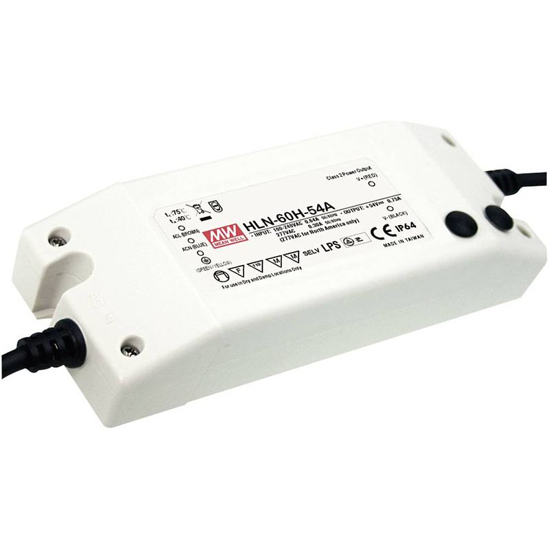 Foto van Mean well hln-60h-42a led-driver, led-transformator constante spanning, constante stroomsterkte 60 w 1.45 a 25.2 - 42 v/dc dimbaar, pfc-schakeling,