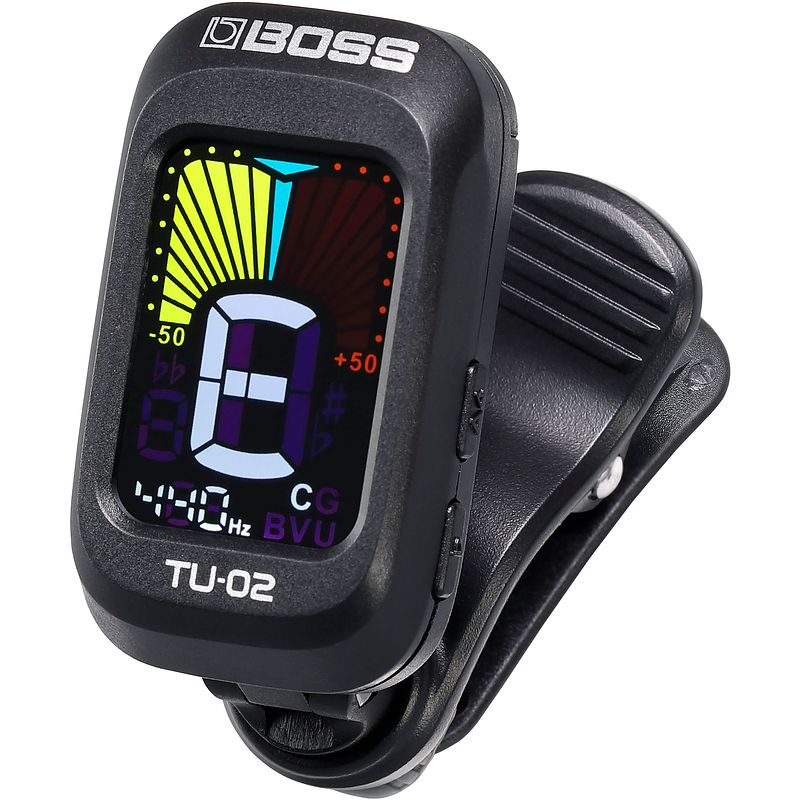 Foto van Boss tu-02 clip-on tuner voor o.a. gitaar, basgitaar en ukelele