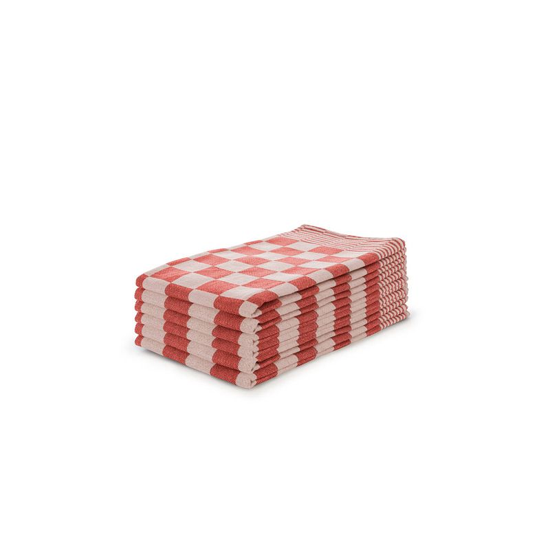 Foto van Elegance theedoekenset blok 65x65cm - rood - set van 6