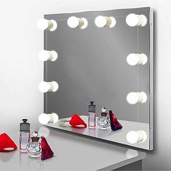 Foto van Hollywood spiegellampen - spiegelverlichting met 10 led lampen - dimbare make up spiegel lamp - 4 meter kabel
