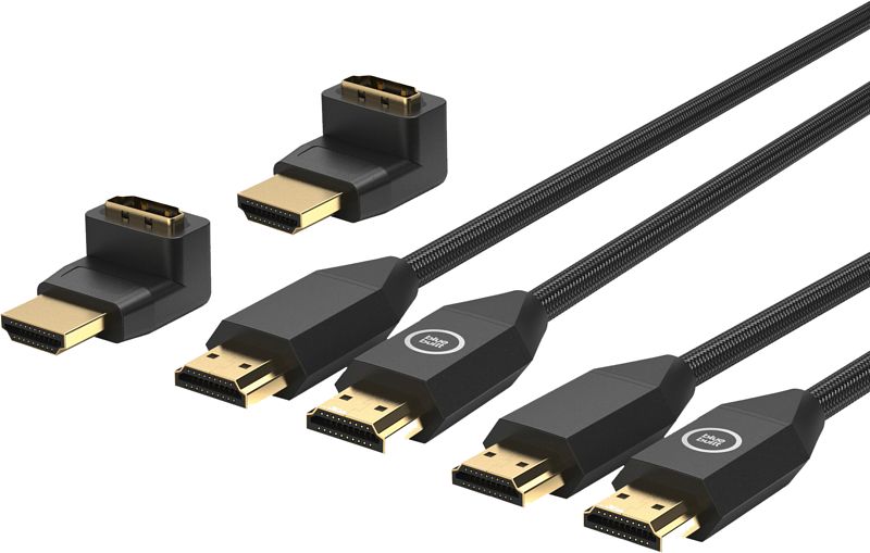 Foto van Bluebuilt hdmi 2.0b kabel nylon duo pack 1,5 meter + 90° adapter