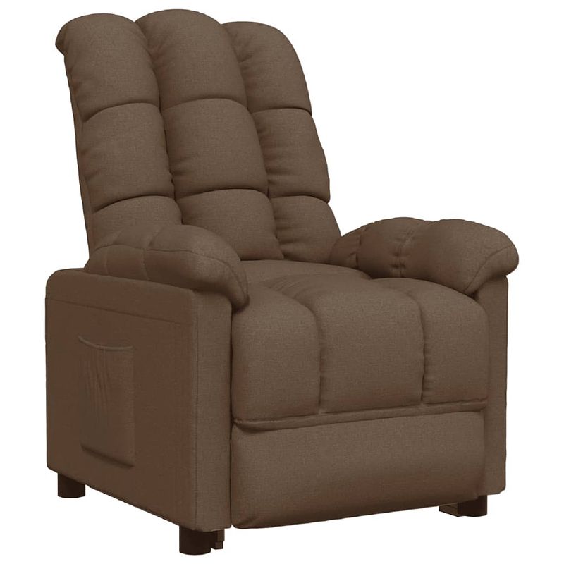 Foto van The living store verstelbare fauteuil - bruin - stof - 74x99x102 cm - verstelbare hoofdsteun en voetensteun