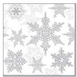 Foto van 20x servetten winter sneeuwvlokken thema wit/zilver 33 x 33 cm - feestservetten