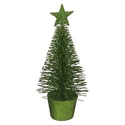 Foto van Klein groen kerstboompje 15 cm kerstdecoratie/kerstversiering - kunstkerstboom