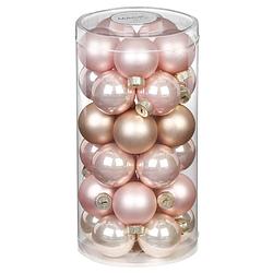 Foto van 60x stuks kleine glazen kerstballen parel roze 4 cm - kerstbal