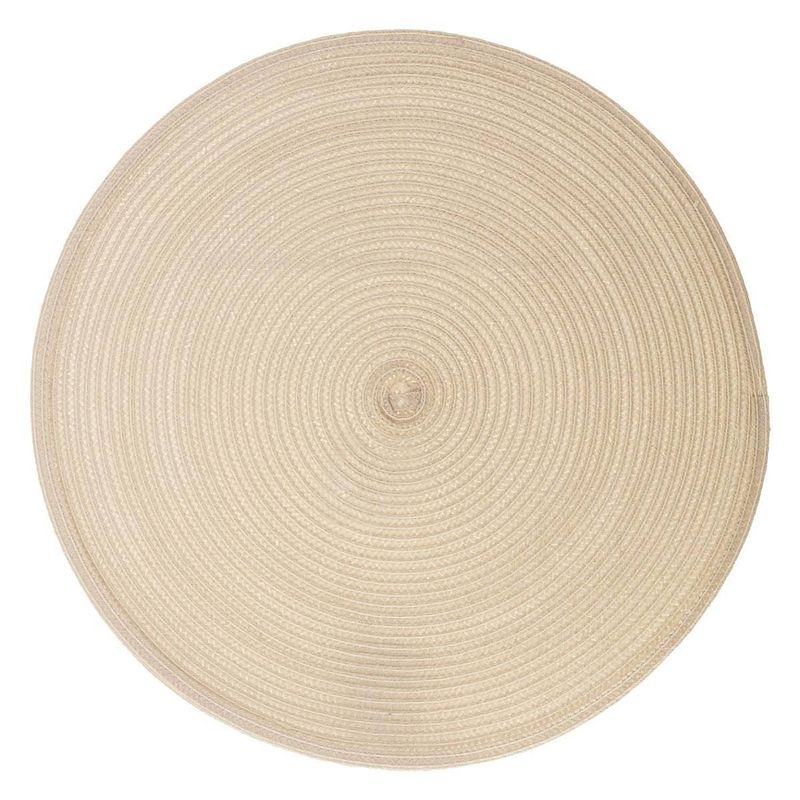 Foto van Ronde placemat gevlochten kunststof beige 38 cm - placemats