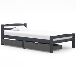 Foto van Vidaxl bedframe met 2 lades massief grenenhout donkergrijs 90x200 cm