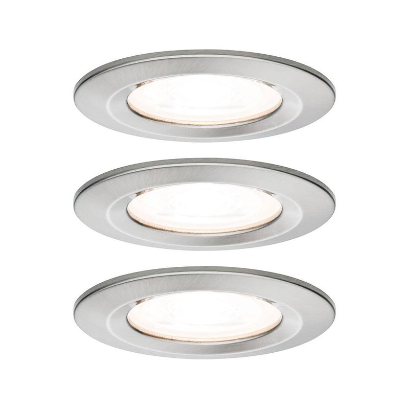 Foto van Paulmann nova inbouwlamp voor badkamer set van 3 stuks led gu10 19.5 w ip44 ijzer (geborsteld)