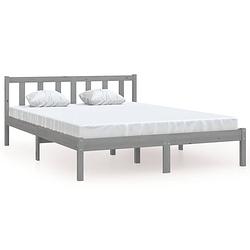 Foto van Vidaxl bedframe massief grenenhout grijs 140x190 cm