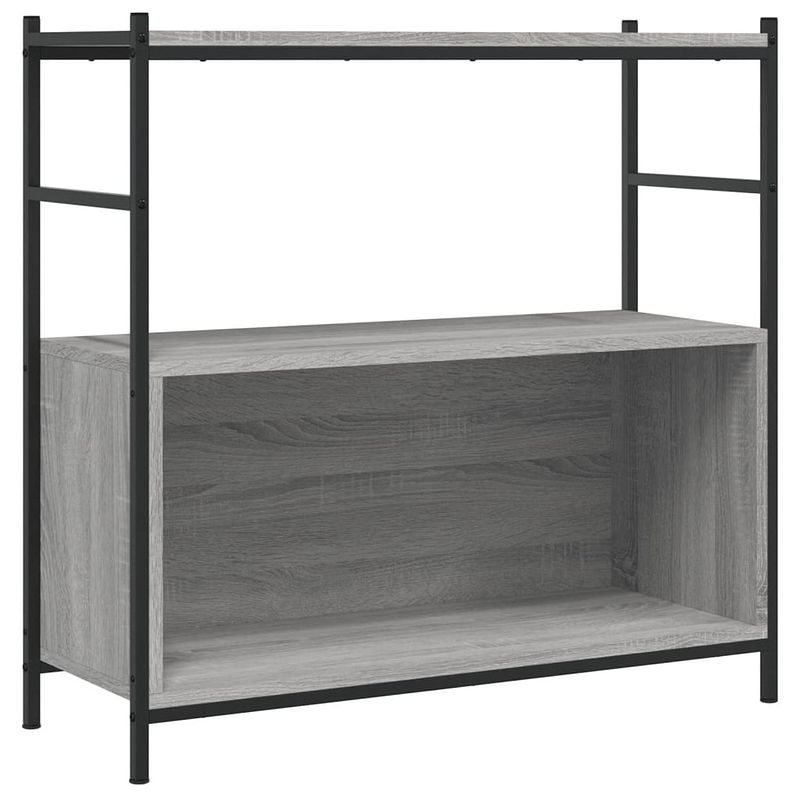 Foto van The living store boekenrek - industrial - opbergrek - 80 x 30 x 78.5 cm - grijs sonoma eiken