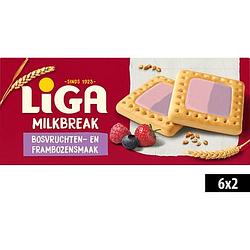 Foto van Liga milkbreak koeken bosvruchten framboos 6 x 2 koekjes 245g bij jumbo