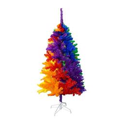 Foto van Regenboog kerstboom - 150 x 60 cm - regenboog kleuren - kerst versiering - originele kerstboom - original