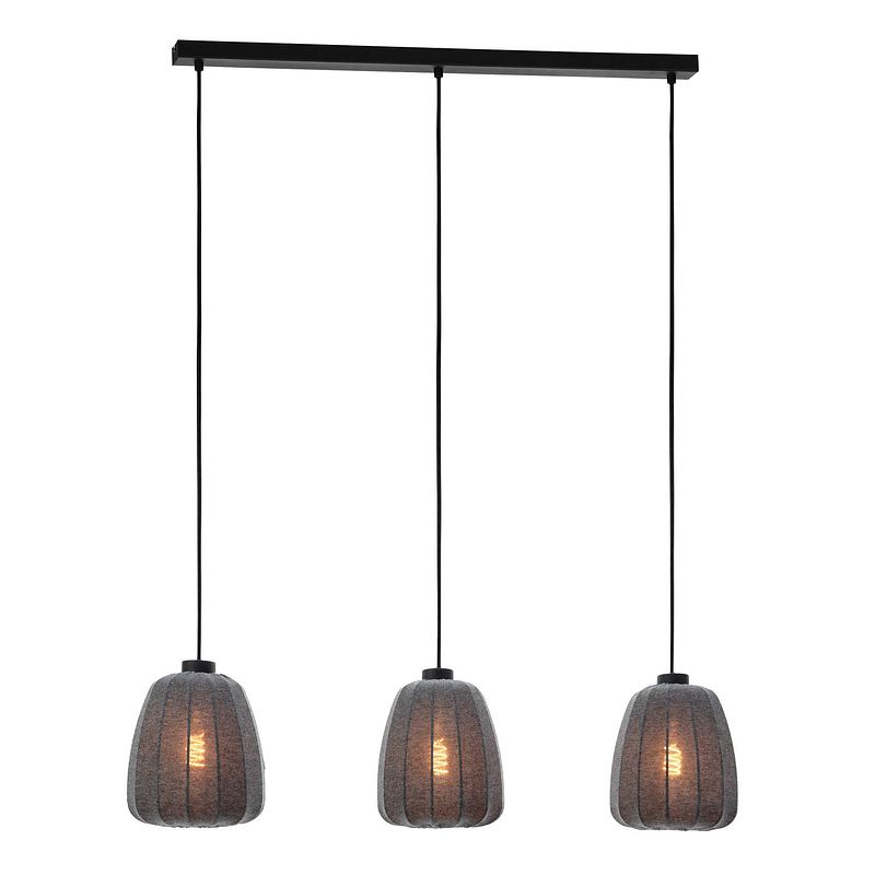 Foto van Eglo barlaston hanglamp - e27 - 88 cm - zwart/grijs - textiel