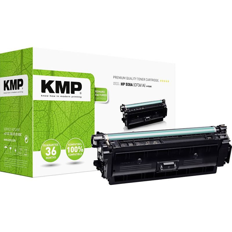 Foto van Kmp toner vervangt hp 508a, cf361a compatibel cyaan 5000 bladzijden h-t223c