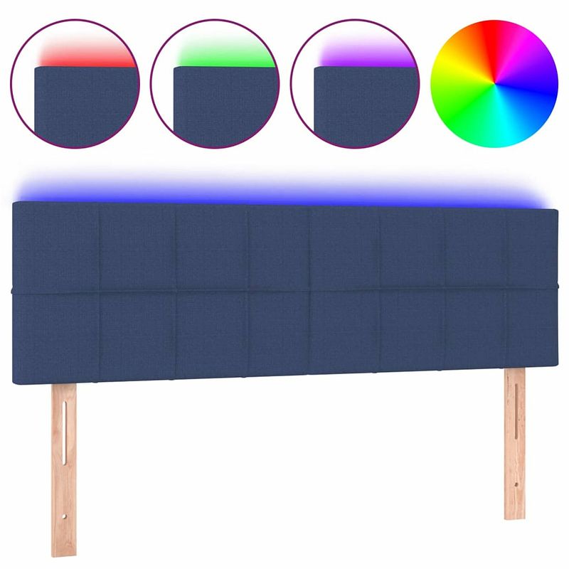 Foto van Vidaxl hoofdbord led 144x5x78/88 cm stof blauw