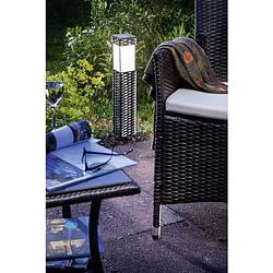 Foto van Esotec 102073 rattan solar tuinlamp warmwit zilver-grijs