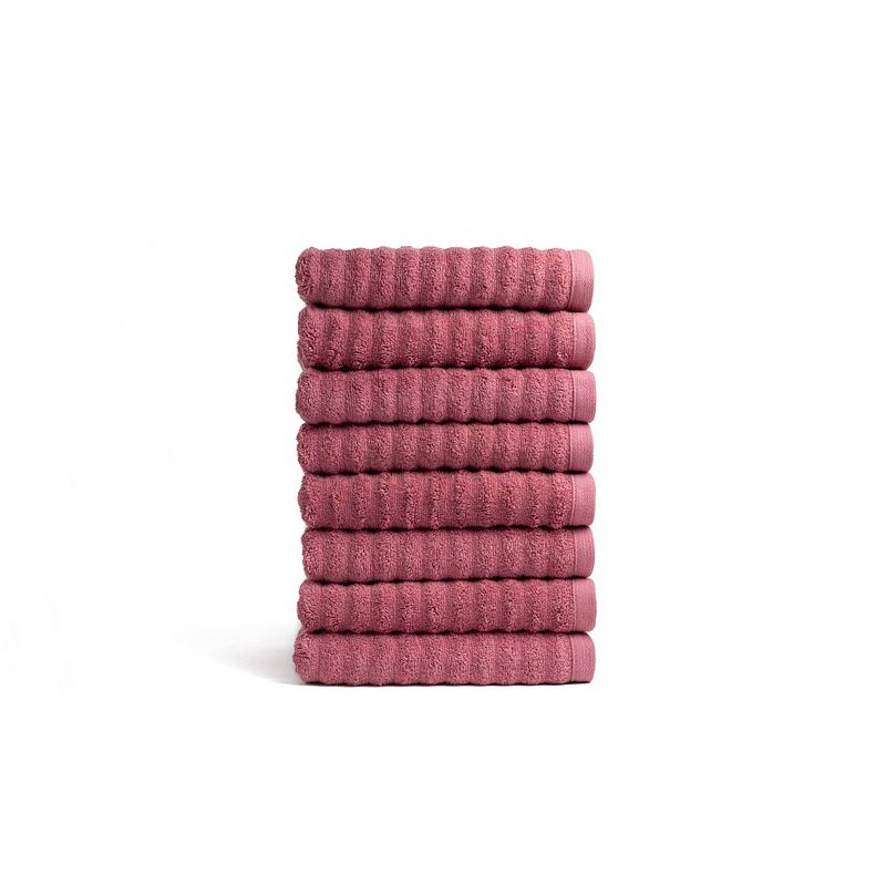 Foto van Seashell wave handdoekset - 8 stuks - oud roze - 50x100cm - premium