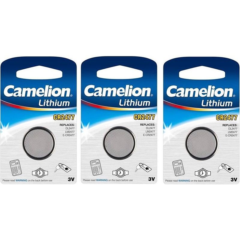 Foto van 3 stuks - camelion lithium cr2477 3v knoopcelbatterij