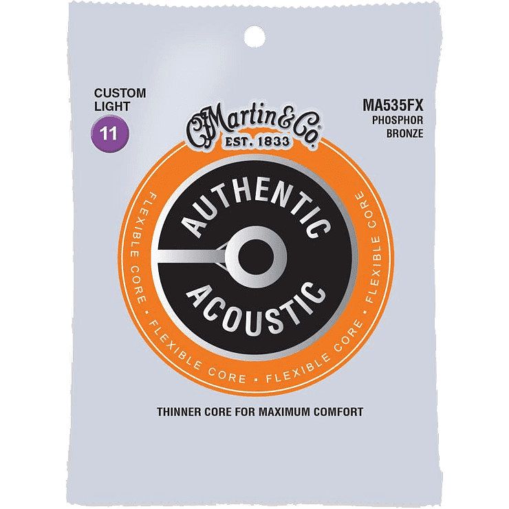 Foto van Martin strings ma535fx flexible core phosphor bronze custom light 11-52