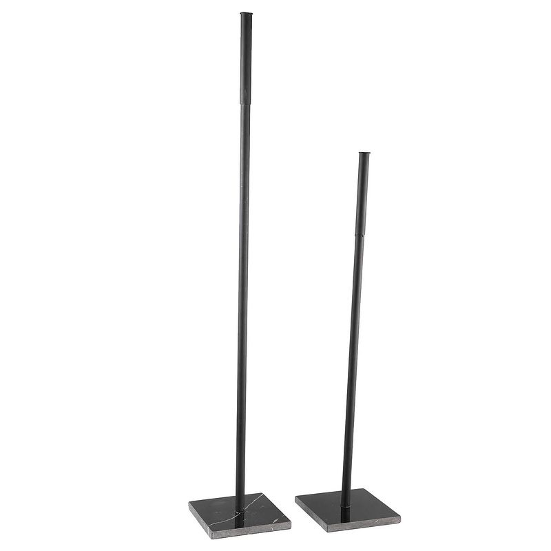 Foto van Ptmd dara black iron candleholder marble stand sv2