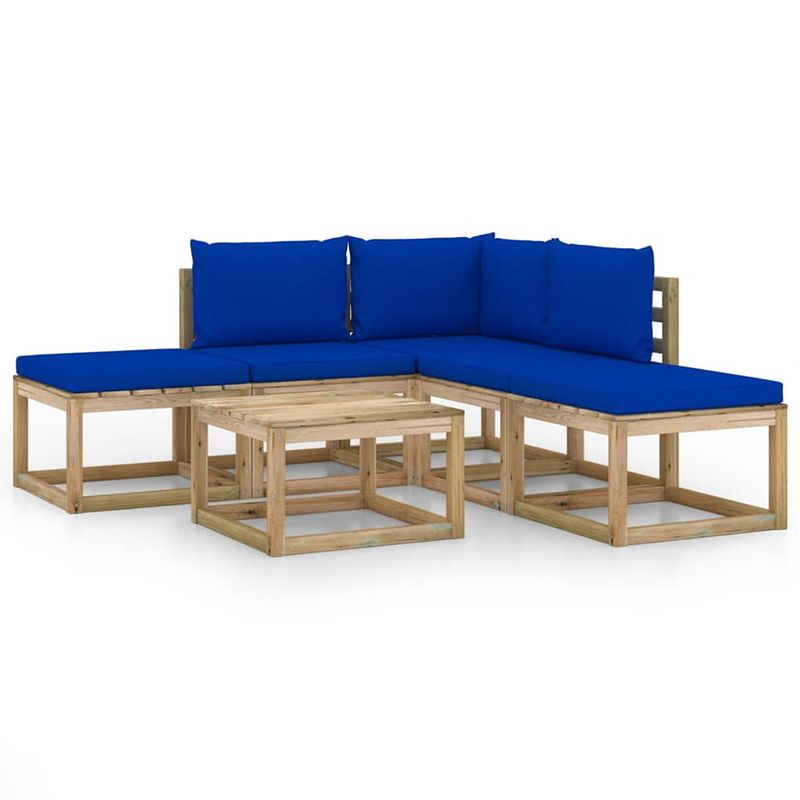 Foto van Vidaxl 6-delige loungeset met blauwe kussens