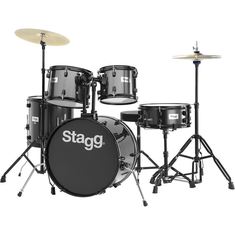 Foto van Stagg tim120b bk vijfdelig drumstel incl. hardware en bekkens