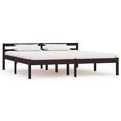 Foto van Vidaxl bedframe massief grenenhout donkerbruin 180x200 cm