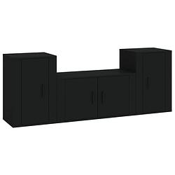 Foto van Vidaxl 3-delige tv-meubelset bewerkt hout zwart