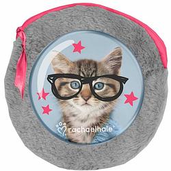 Foto van Rachael hale clever kitty - rond pluche etuitje - inclusief 2 notebooks - 13x13cm - grijs