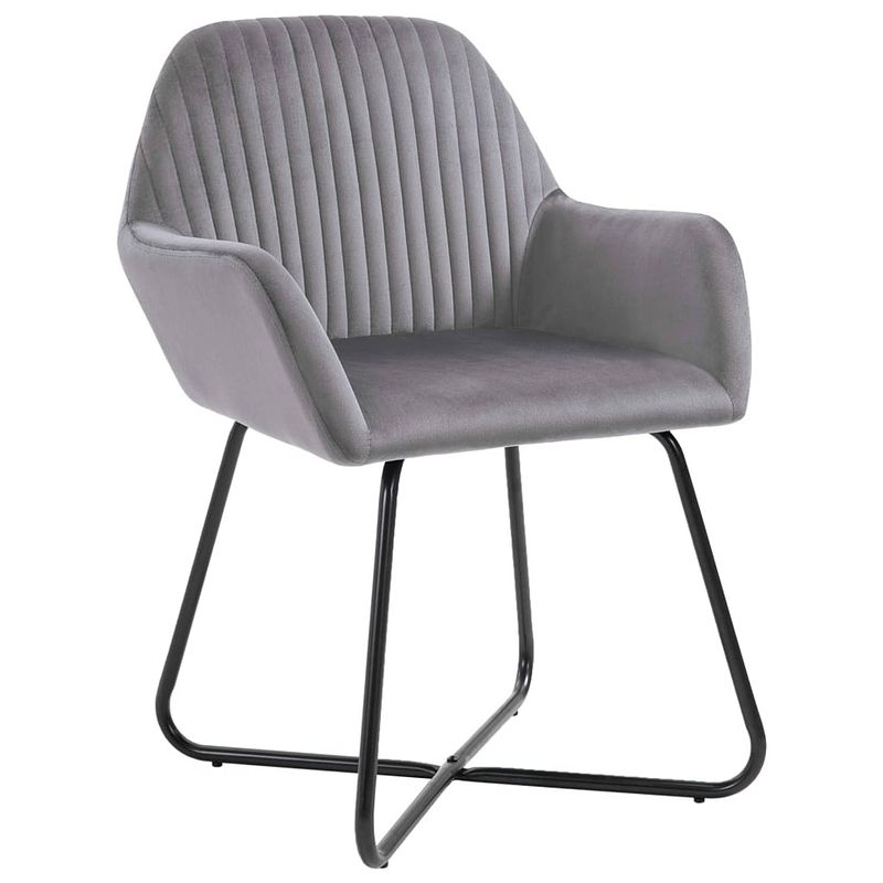 Foto van The living store eetstoelen - set van 2 - fluweel - grijs - 61x61x84 cm - ergonomisch