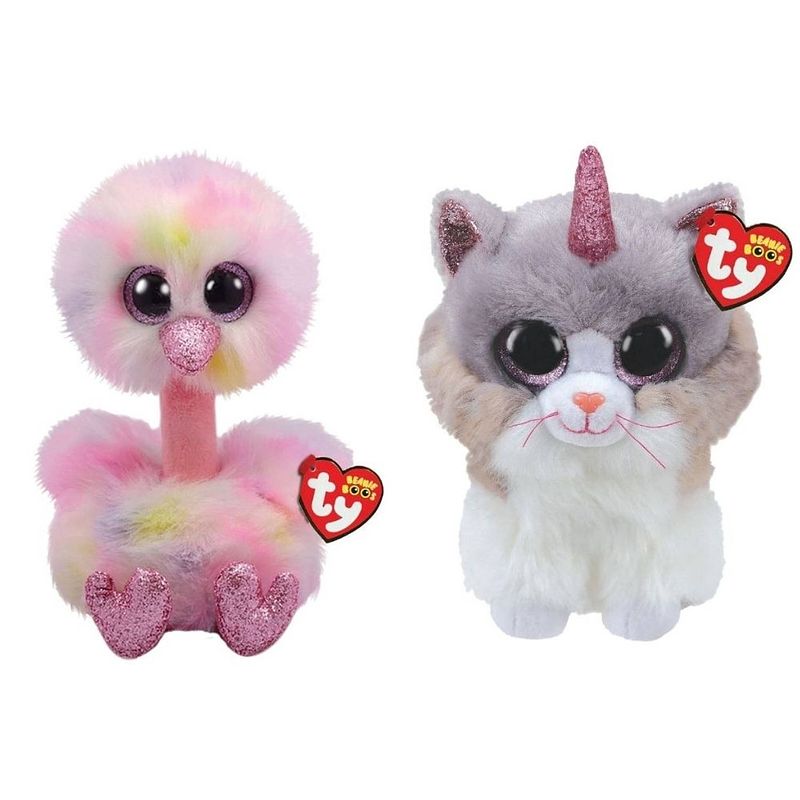 Foto van Ty - knuffel - beanie buddy - avery ostrich & asher cat