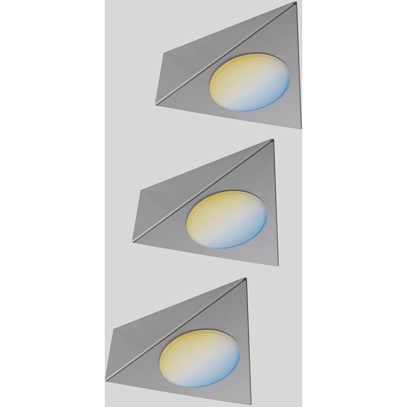 Foto van Paulmann cc start trigo onderbouwlamp set van 3 stuks 2.10 w warmwit nikkel