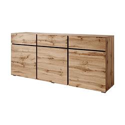 Foto van Meubella dressoir cainan - eiken - zwart - 180 cm